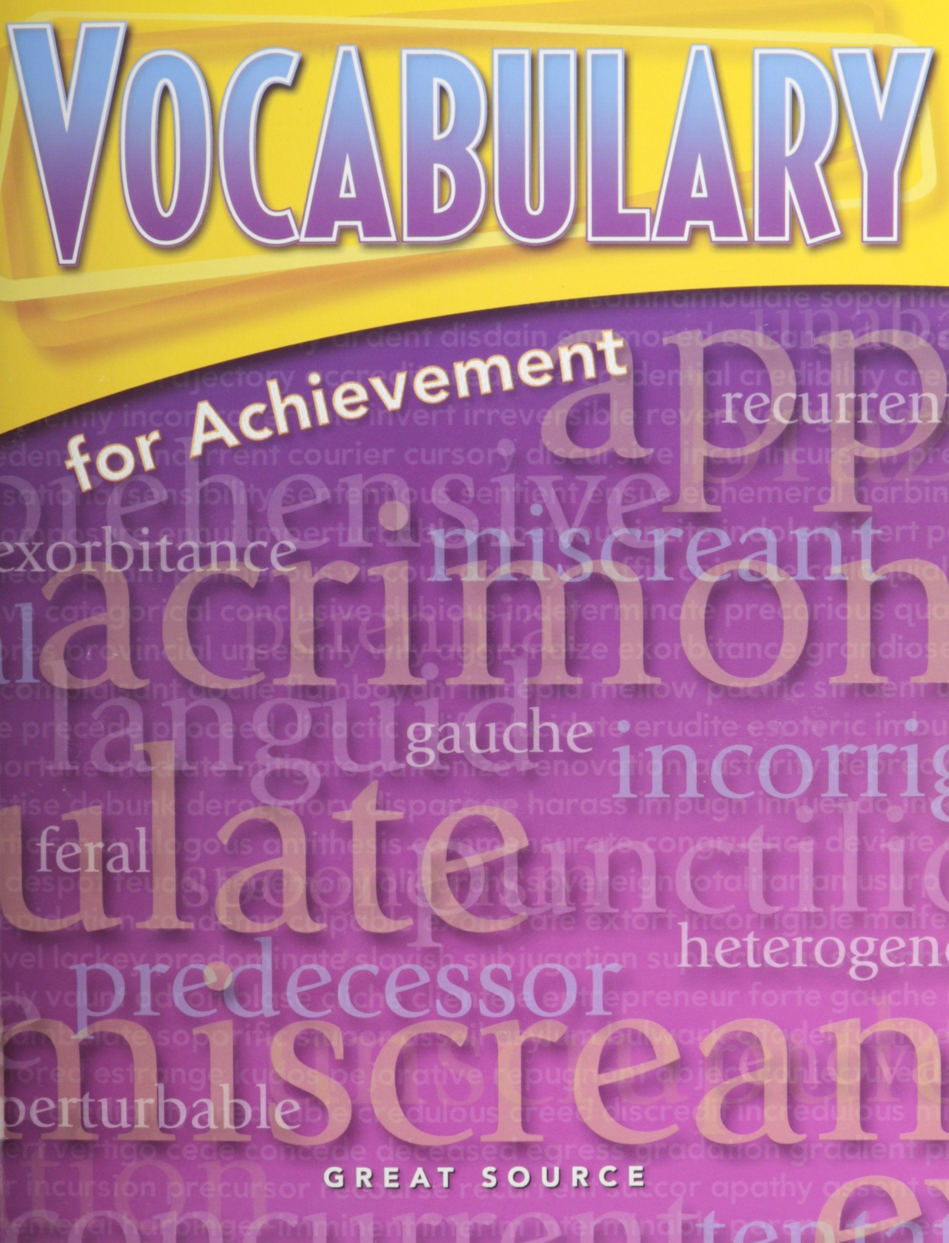 Vocabulary for Achievement: Student Edition Fourth Course,Used