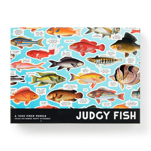 Brass Monkey Judgy Fish  1000 Piece Jigsaw Puzzle Featuring Vintage Inspired Illustration Of Fish Art With Funny Quotes And Puf