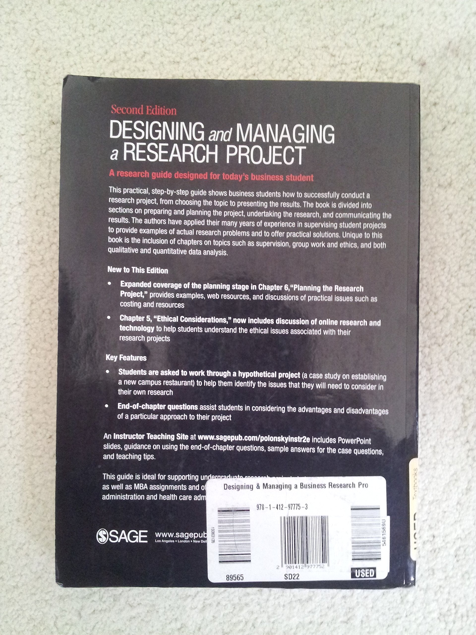 Designing and Managing a Research Project: A Business Student's Guide,Used