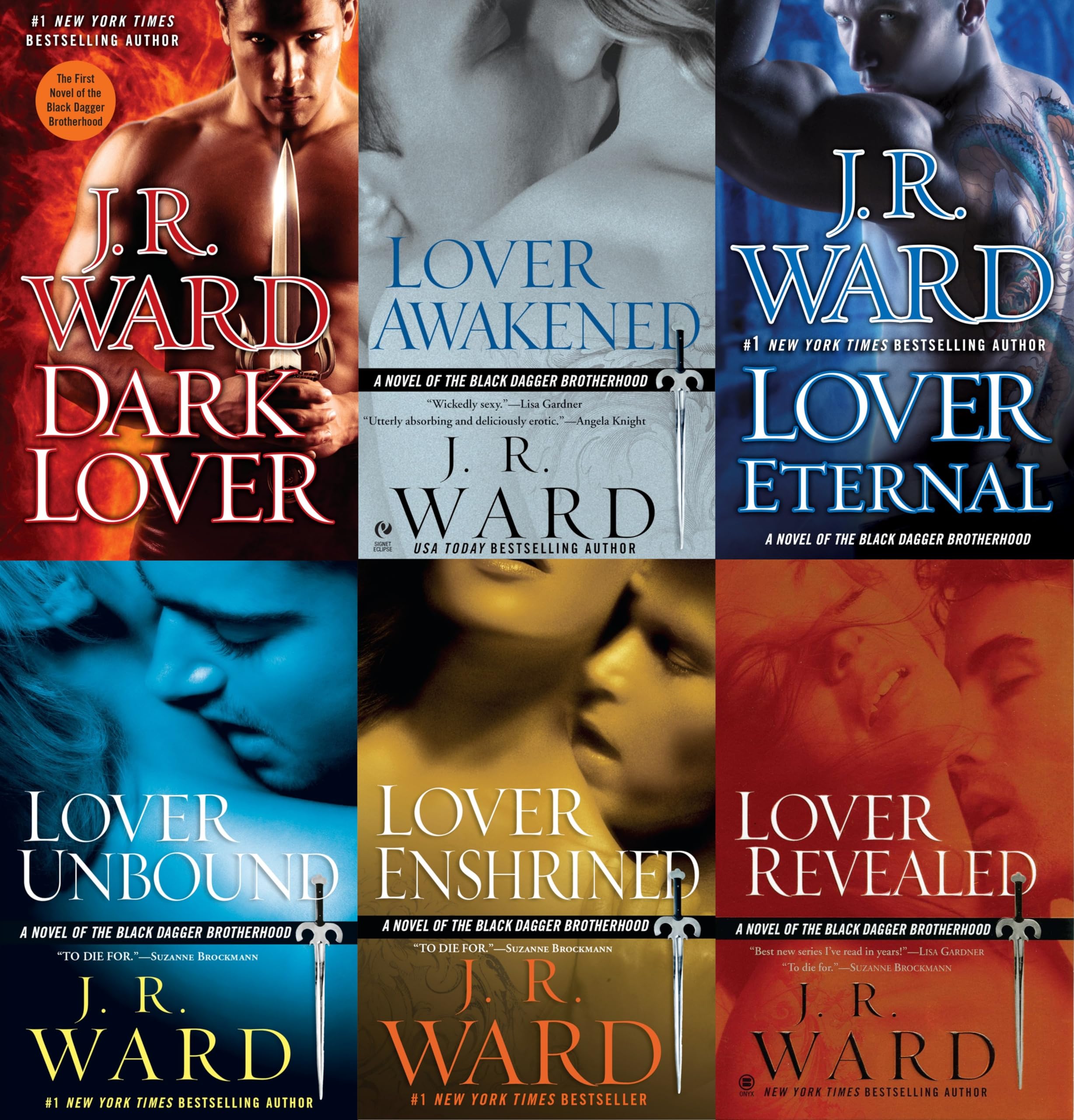 Black Dagger Brotherhood, boxed set: Dark Lover, Lover Eternal, Lover Awakened, Lover Unbound, Lover Revealed, Lover Enshrined,Used