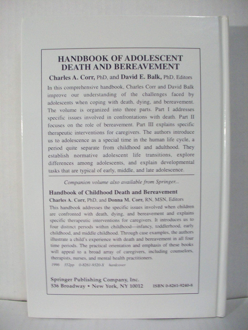 Handbook of Adolescent Death and Bereavement,Used