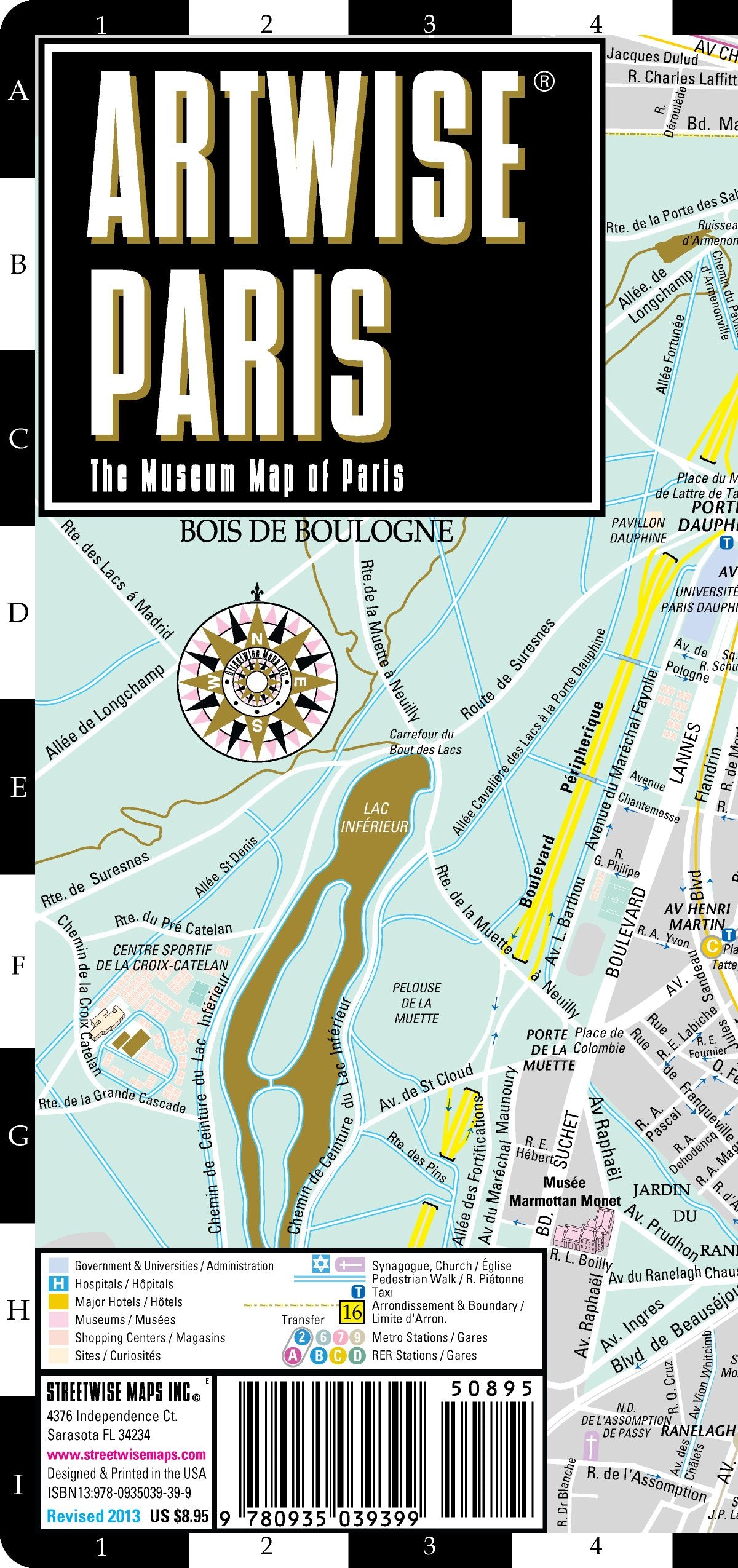 Artwise Paris Museum Map  Laminated Museum Map of Paris, FR,Used