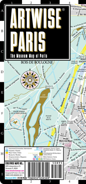 Artwise Paris Museum Map  Laminated Museum Map of Paris, FR,Used