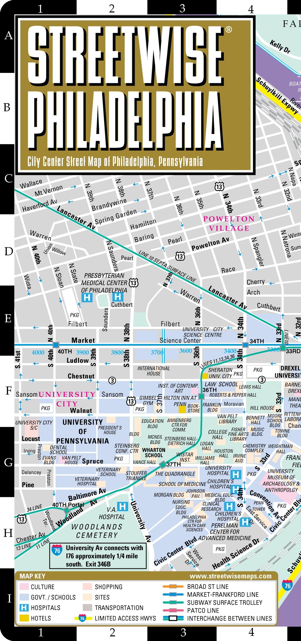Streetwise Philadelphia Map  Laminated City Center Street Map of Philadelphia, PA  Folding pocket size travel map with Septa m,New