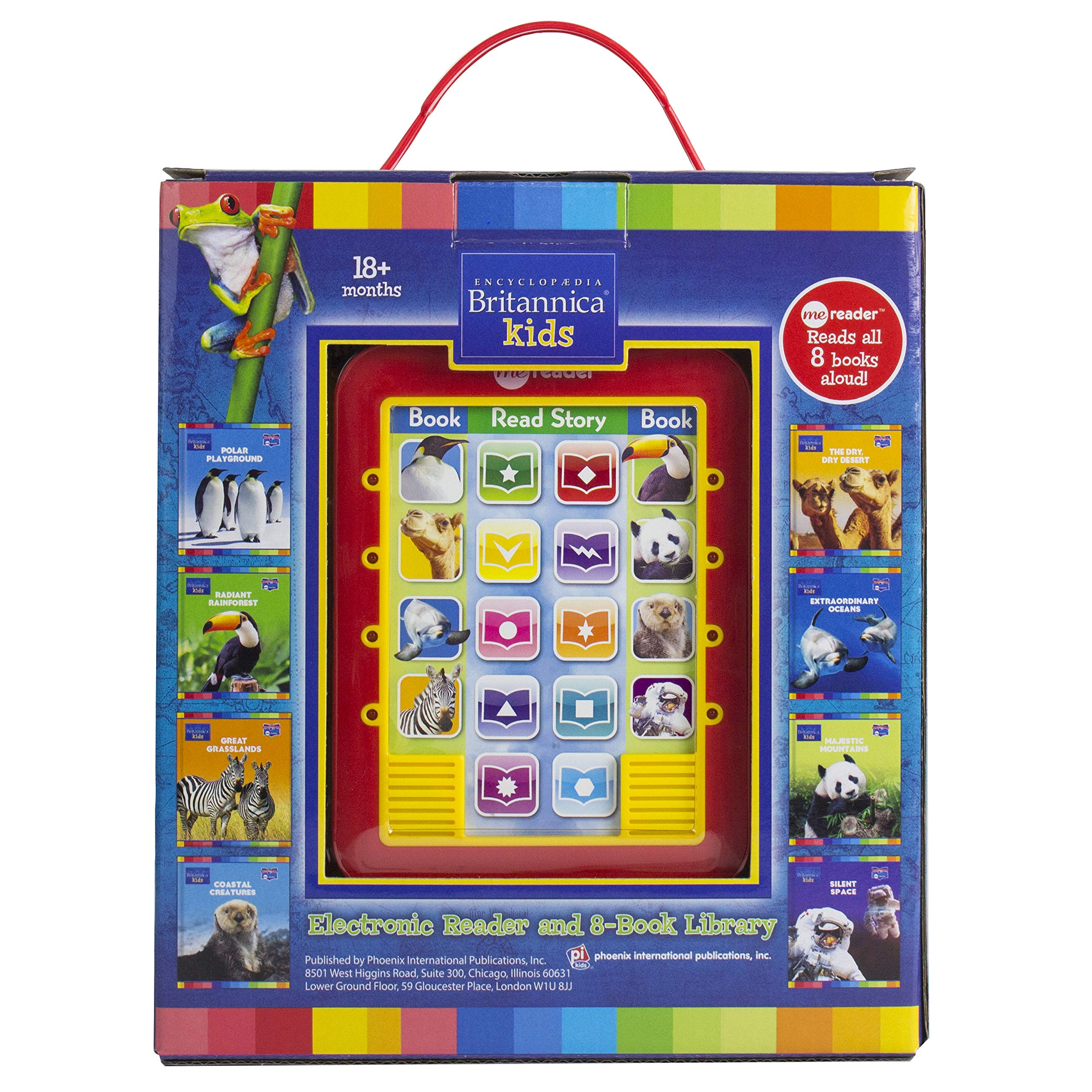 Encyclopedia Britannica Kids  Me Reader Electronic Reader and 8 Sound Book Library  Animals and Space PI Kids,Used