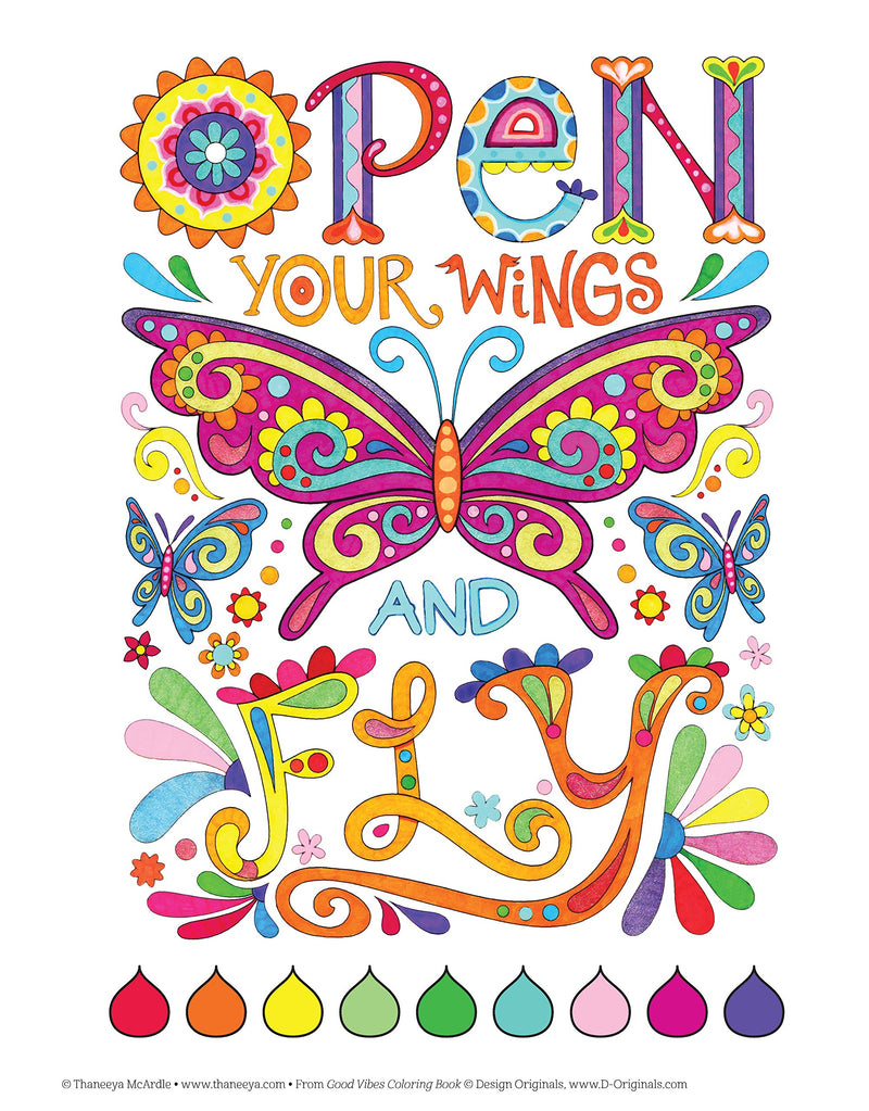 Good Vibes Coloring Book (Coloring is Fun) (Design Originals): 30 BeginnerFriendly & Relaxing Creative Art Activities; Positive,Used