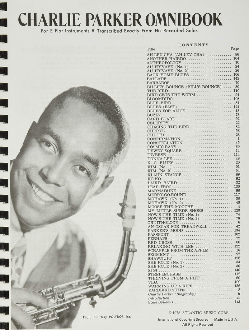 Charlie Parker  Omnibook: For Eflat Instruments by Parker, Charlie (2009) Plastic Comb,Used