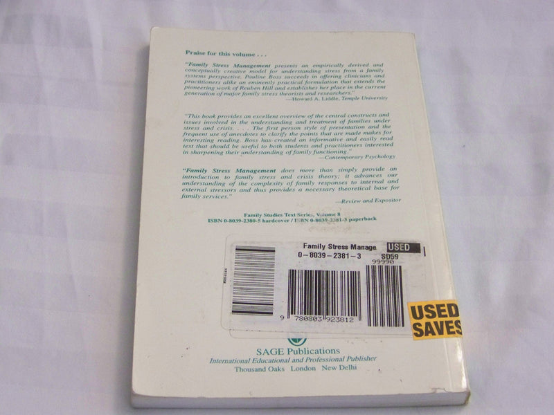 Family Stress Management (Family Studies Text series),Used