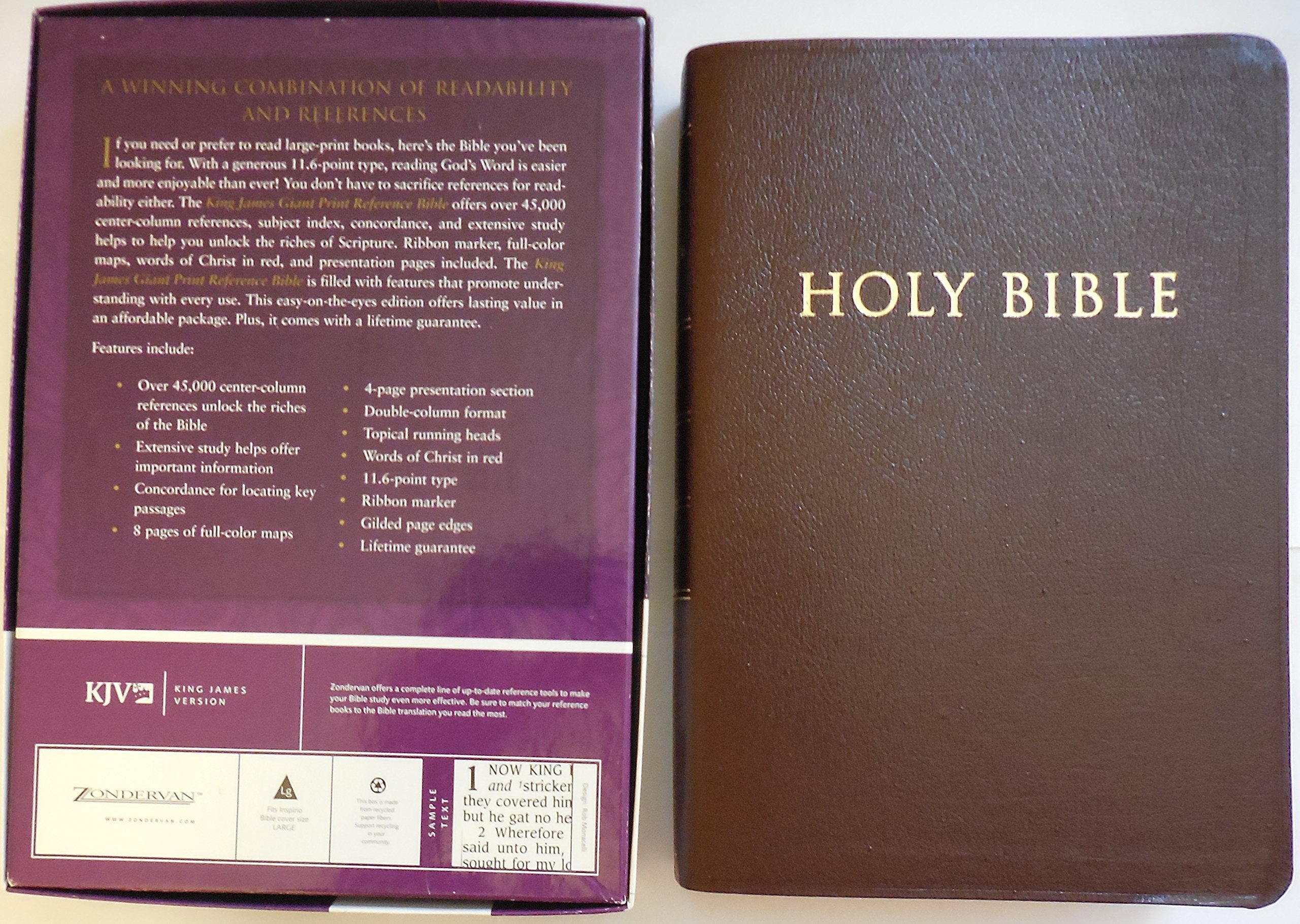 Kjv, Reference Bible, Giant Print, Bonded Leather, Burgundy, Red Letter Edition