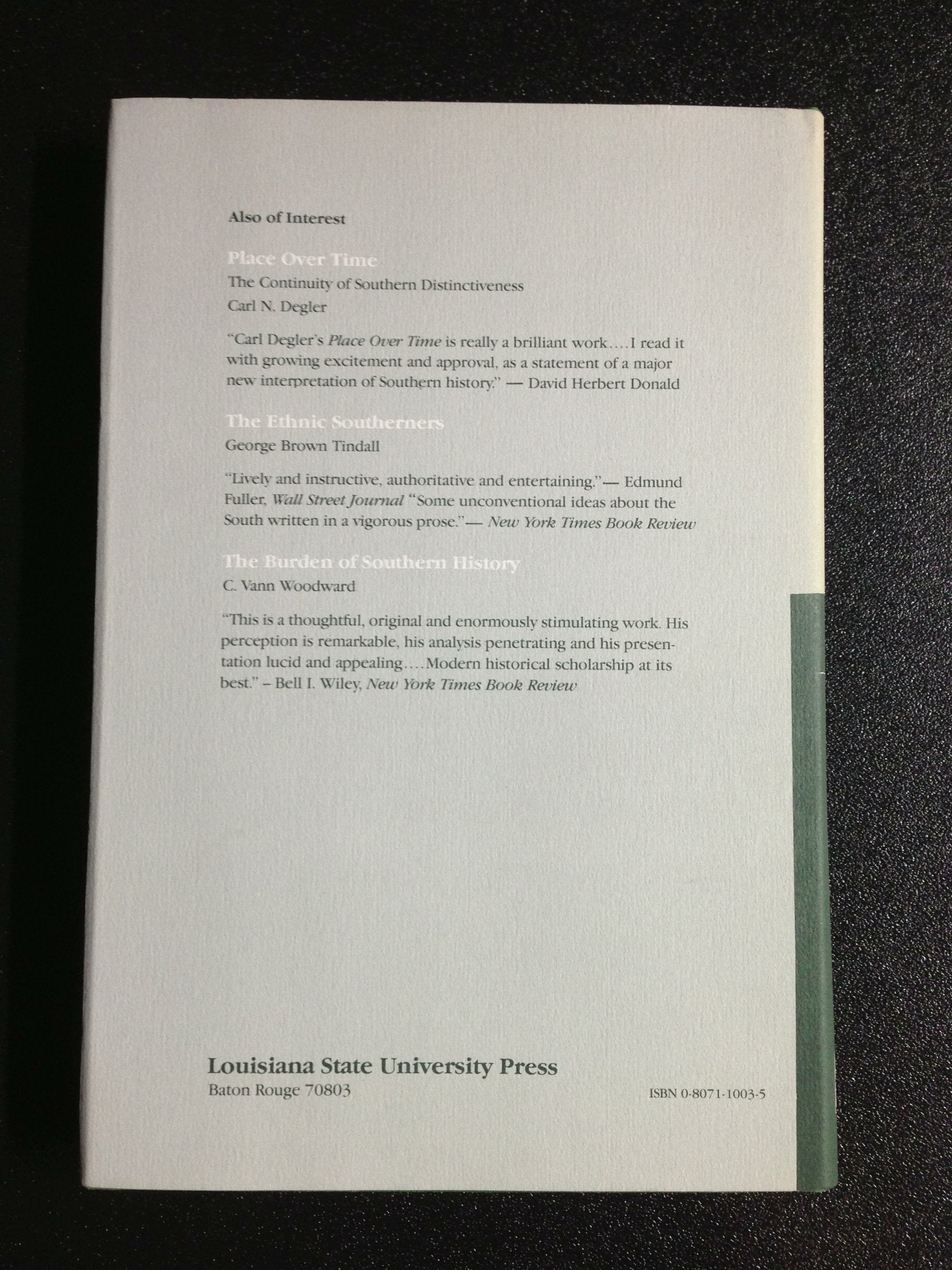 One South: An Ethnic Approach to Regional Culture,Used