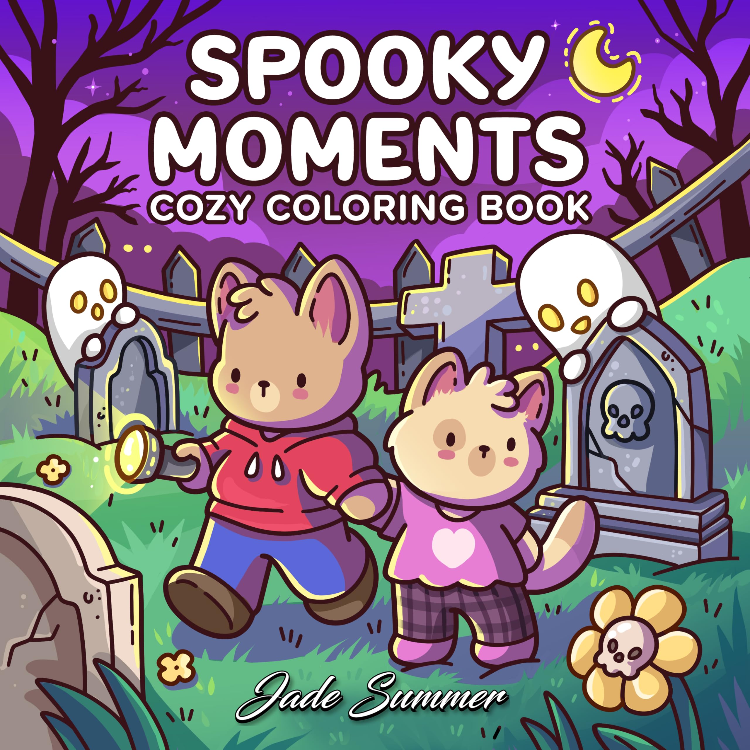 Spooky Moments: Cute Coloring Book for Adults and Teens with Adorable Characters and Creepy Scenes for Relaxation (Cozy Coloring