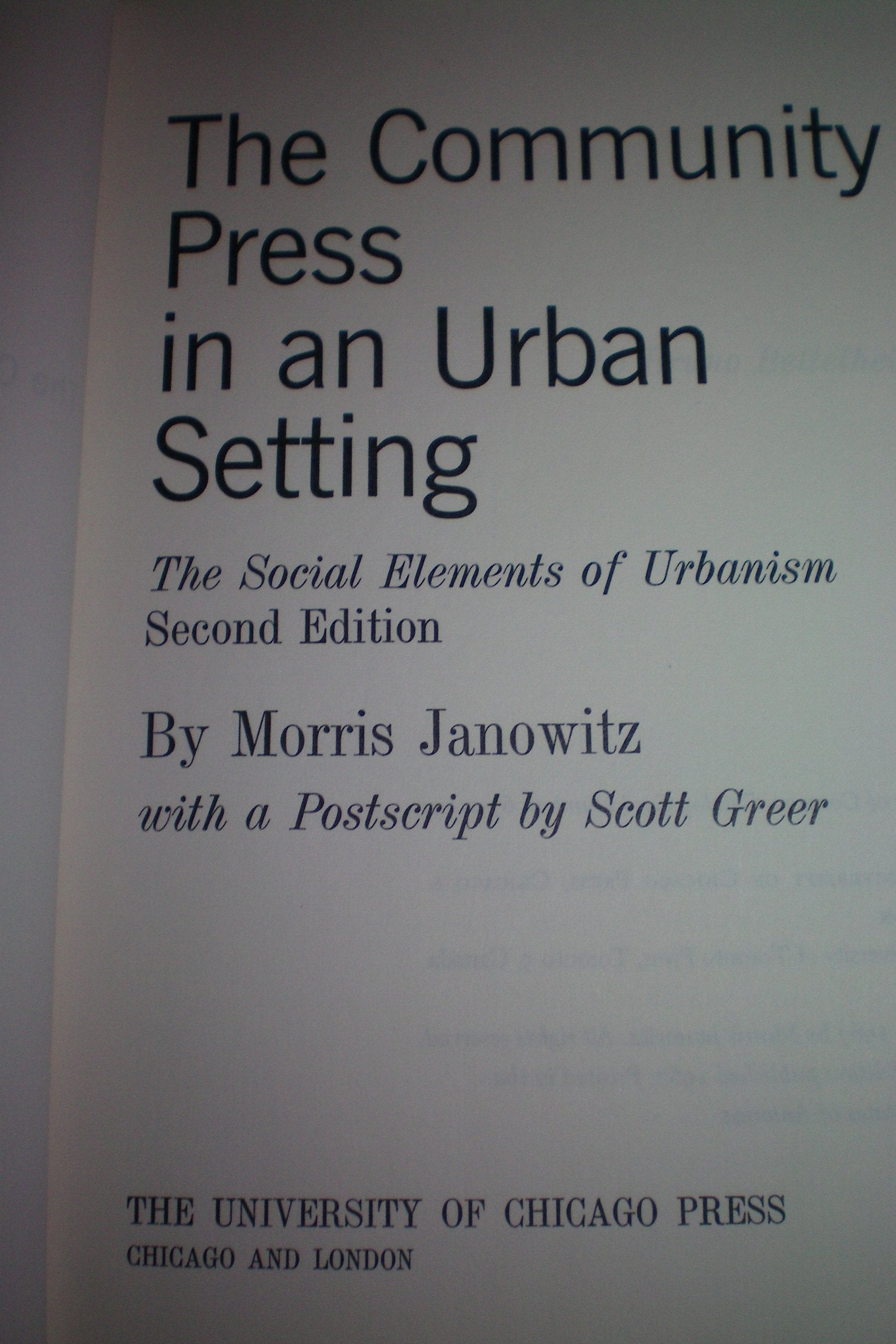 Community Press In An Urban Setting-used