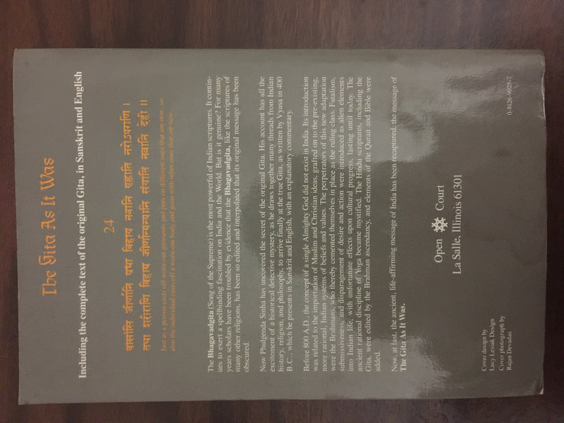 The Gita As It Was: Rediscovering the Original Bhagavadgita,New