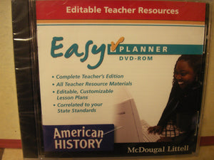 American History Easy Planner: Editable Teacher Resources,Used