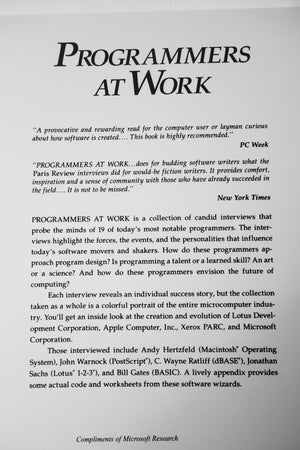 Programmers at Work: Interviews With 19 Programmers Who Shaped the Computer Industry,Used