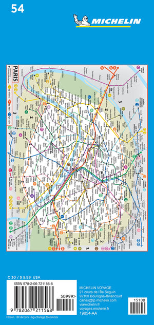 Michelin Paris Street Map + Index Map 54,Used
