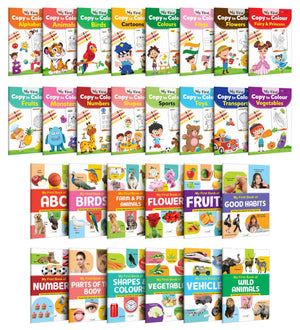 Collection Of 28 Colouring And Learning Books : My First Book Of Abc, Numbers & More And My First Copy To Colour - Alphabet, Animals And More Books - Kids Coloring Book, Educational Fun Learning Book