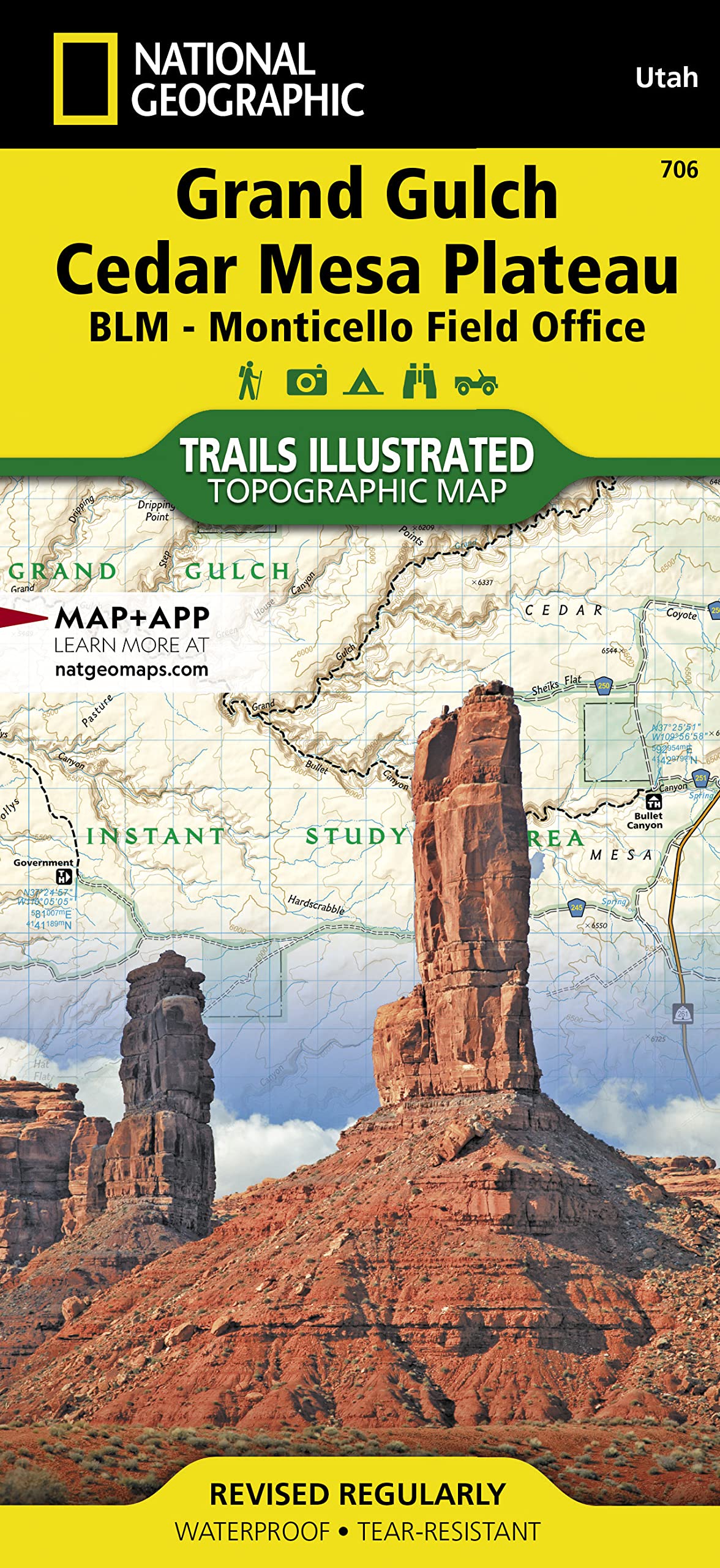 Grand Gulch, Cedar Mesa Plateau Map [BLM  Monticello Field Office] (National Geographic Trails Illustrated Map, 706),Used