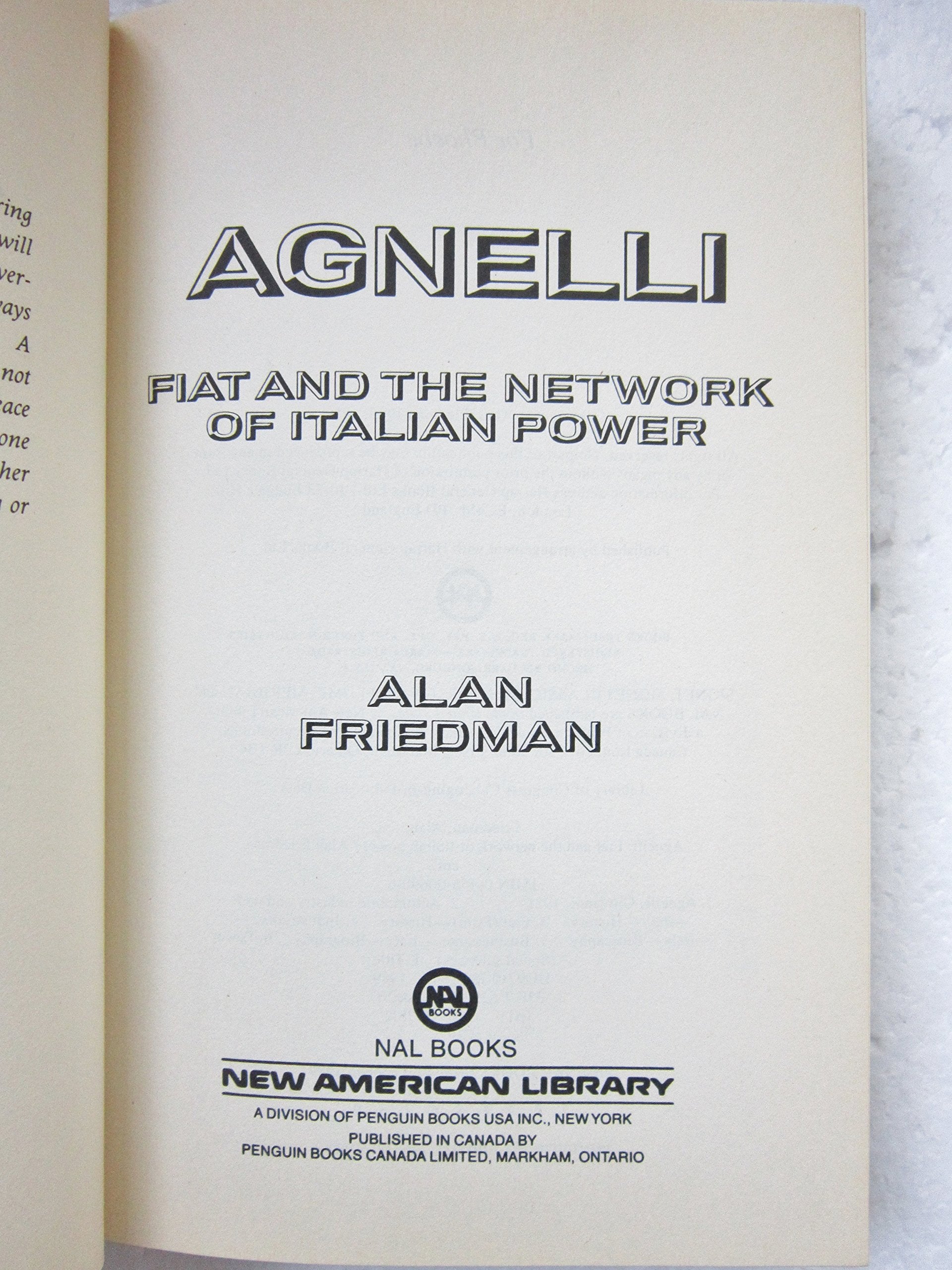 Agnelli, Fiat and the Network of Italian Power,Used