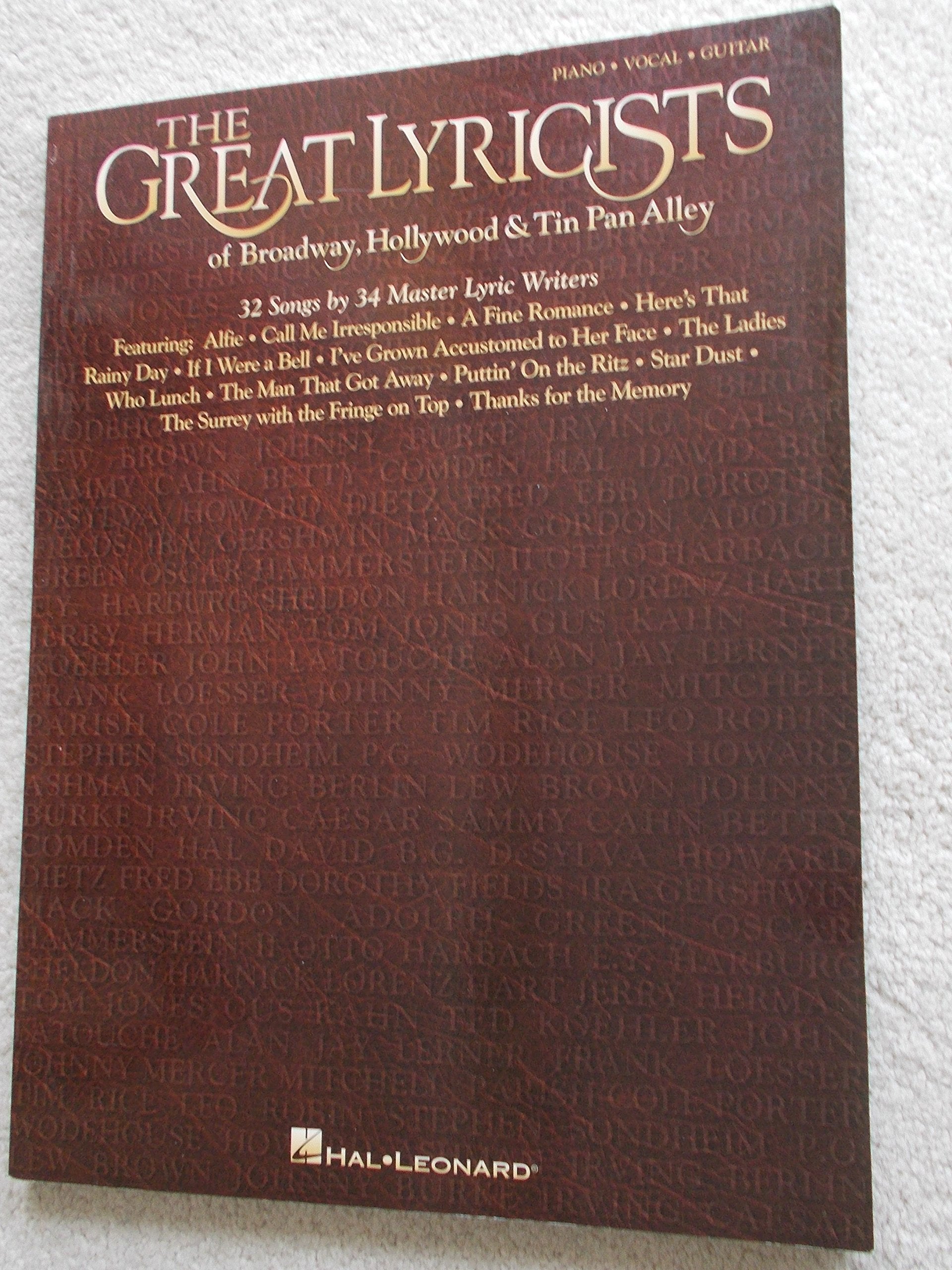 The Great Lyricists of Broadway, Hollywood & Tin Pan Alley: Piano, Vocal, Guitar,Used