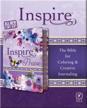 Tyndale NLT Inspire PRAISE Bible (LeatherLike, Purple Garden): Coloring BibleOver 500 Illustrations to Color and Creative Journ