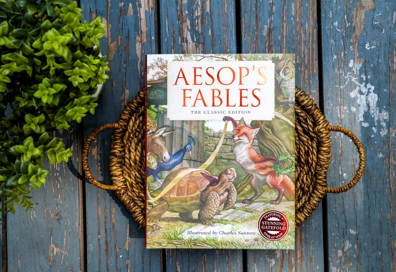 Aesop's Fables Hardcover: The Classic Edition by acclaimed illustrator, Charles Santore (Bedtime Stories With Moral Lessons) (Ch,New