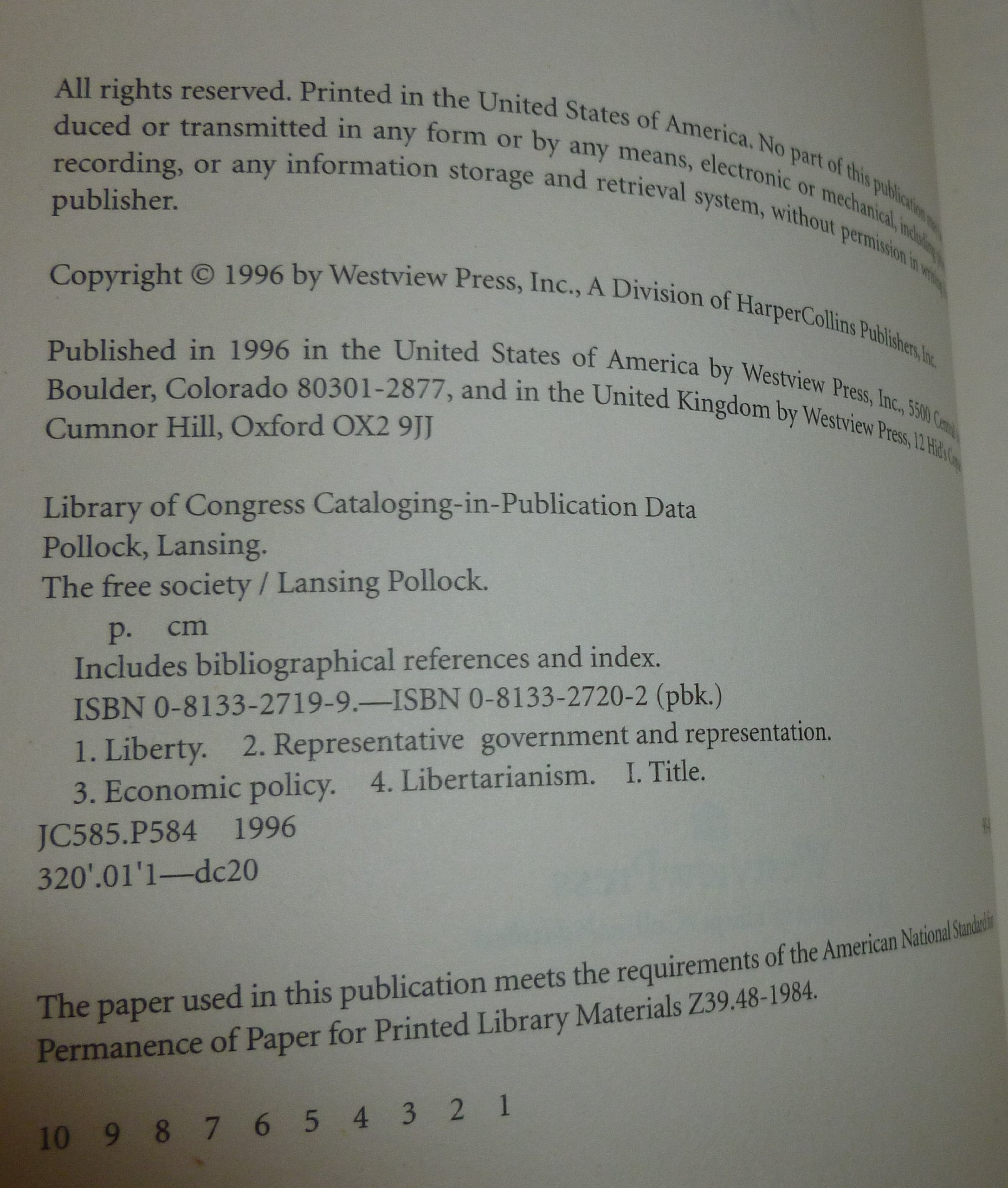 The Free Society,Used