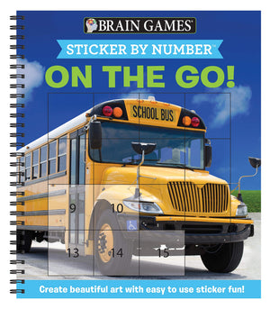 Brain Games  Sticker by Number: On the Go (Easy  Square Stickers): Create Beautiful Art With Easy to Use Sticker Fun!