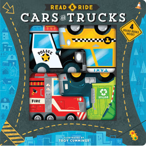 Read & Ride: Cars & Trucks: 4 board books inside! (Toy Book for Children, Kids Book about Trucks and Cars