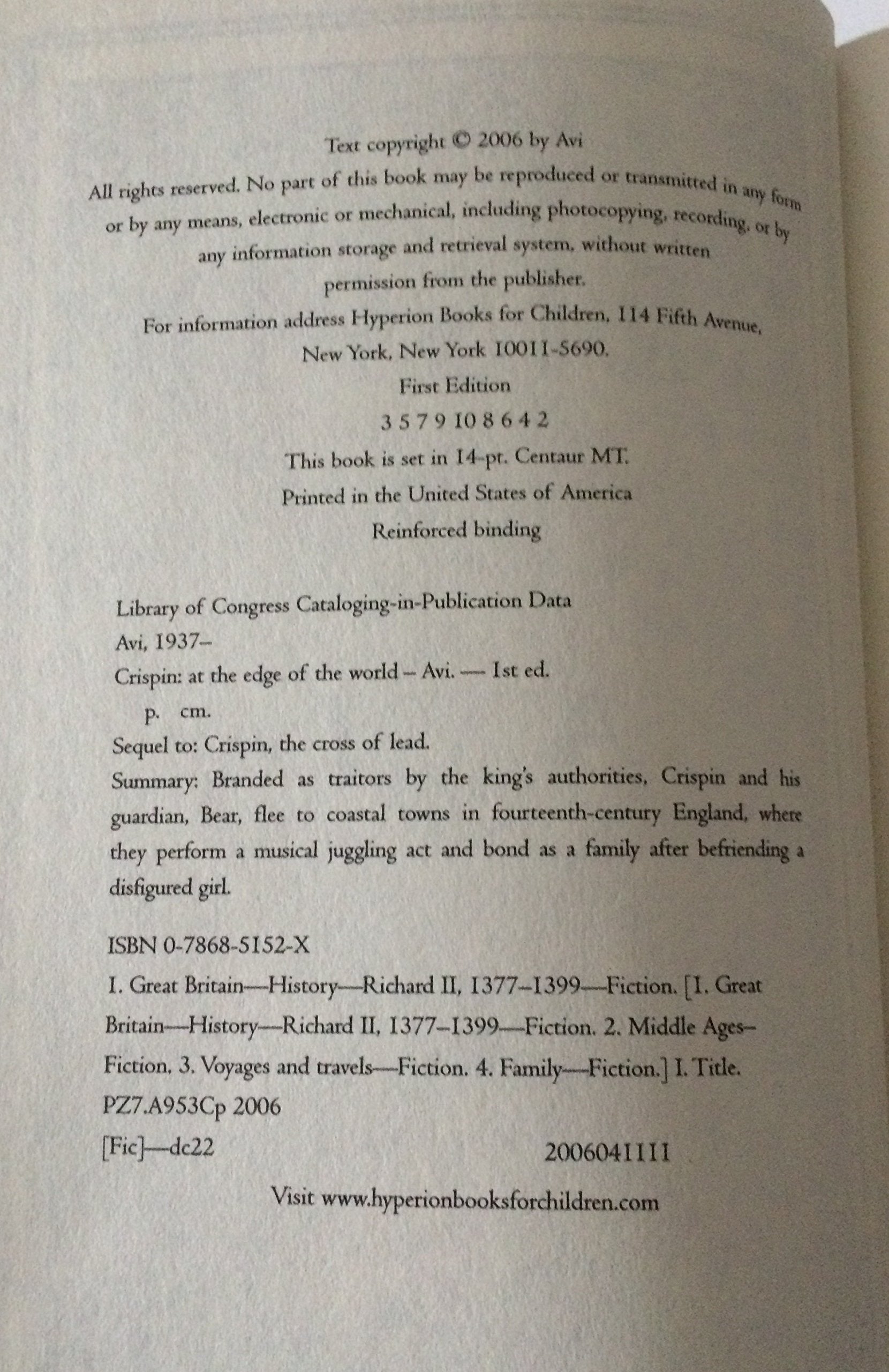 Crispin: At the Edge of the World-New