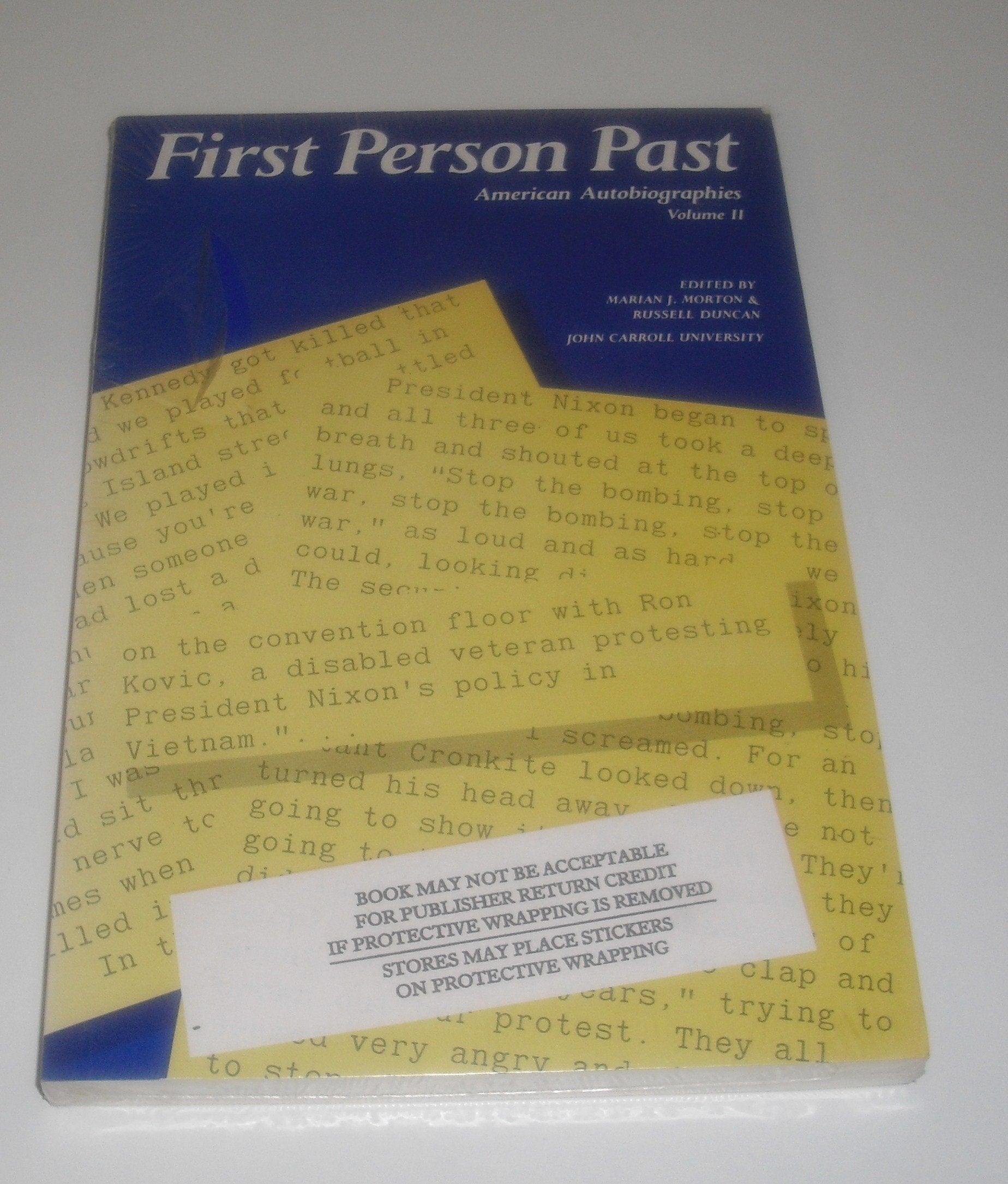 First Person Past: American Autobiographies Since 1877,Used