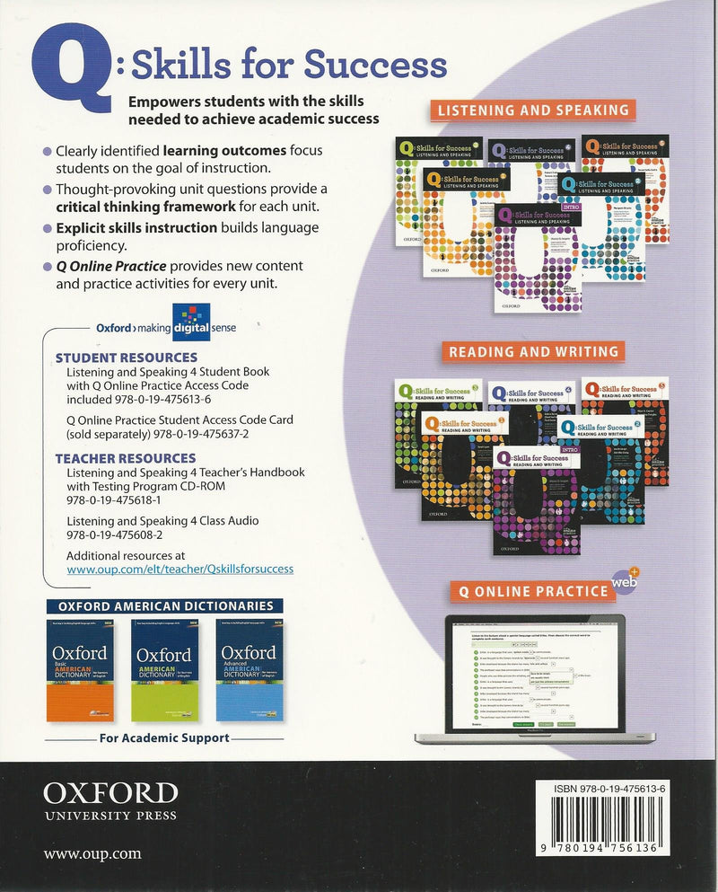 Q: Skills for Success Reading & Writing Intro Student Book with Student Access Code Card,Used