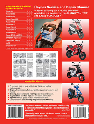 Gilera Runner, DNA, Ice & SKP/Stalker (97  11) Haynes Repair Manual (Paperback),New