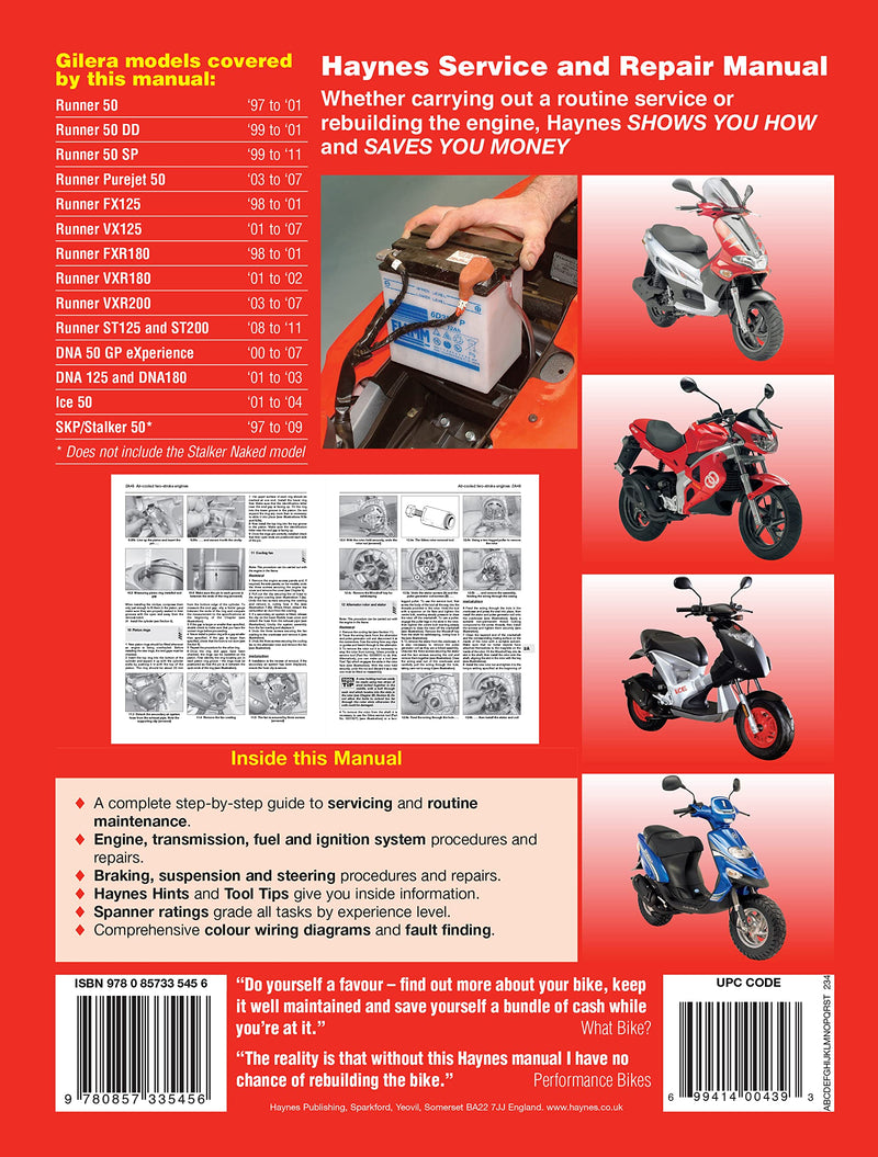 Gilera Runner, DNA, Ice & SKP/Stalker (97  11) Haynes Repair Manual (Paperback),Used