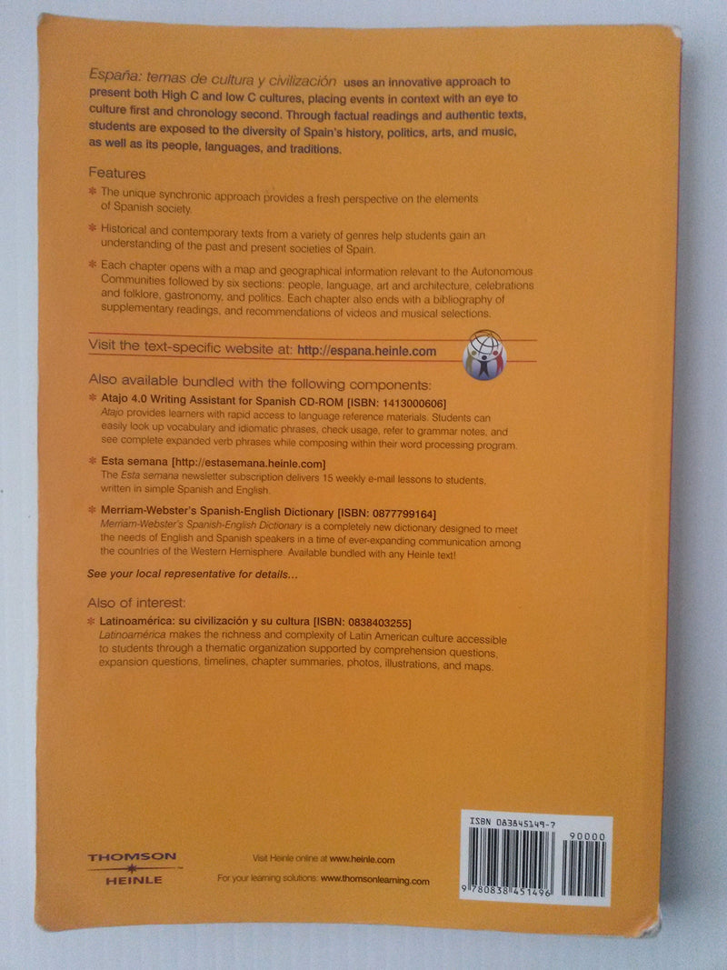 Espana: Temas De Cultura Y Civilizacion (World Languages),Used