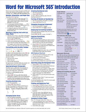 Word For Microsoft 365 (Office 365) Introduction Quick Reference Guide  Windows Version (Cheat Sheet Of Instructions, Tips & Sh