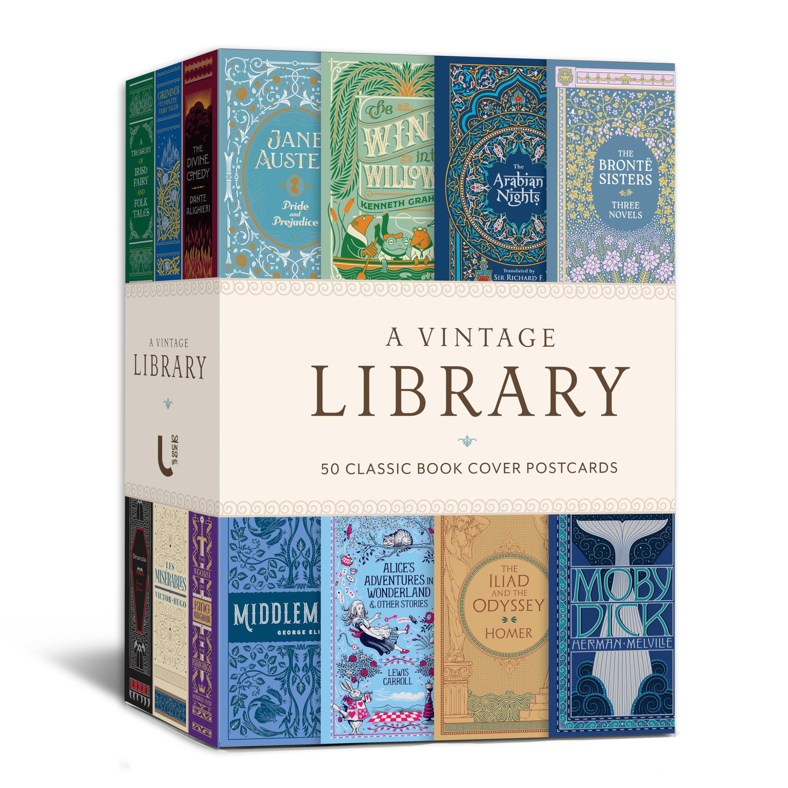 A Vintage Library: 50 Classic Book Cover Postcards (Classics Gift)