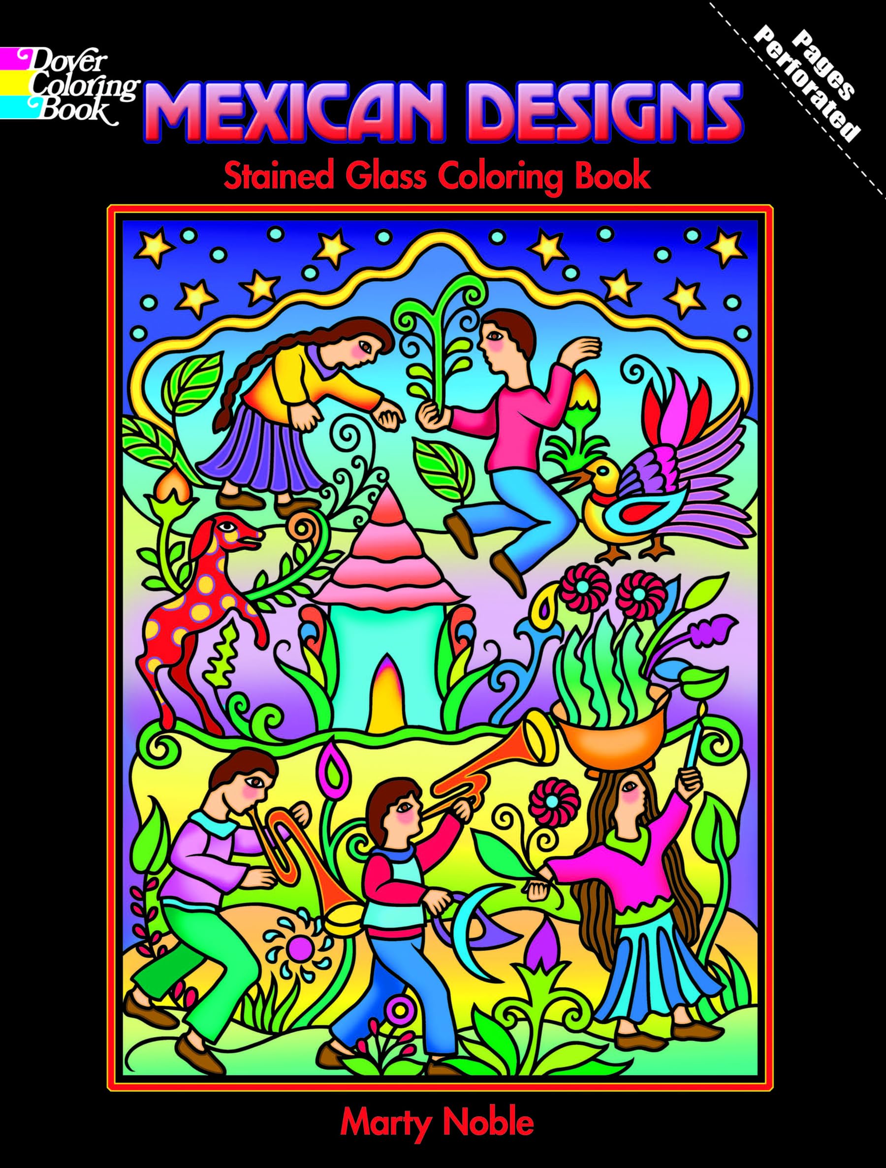 Mexican Designs Stained Glass Coloring Book (Dover Design Coloring Books),Used
