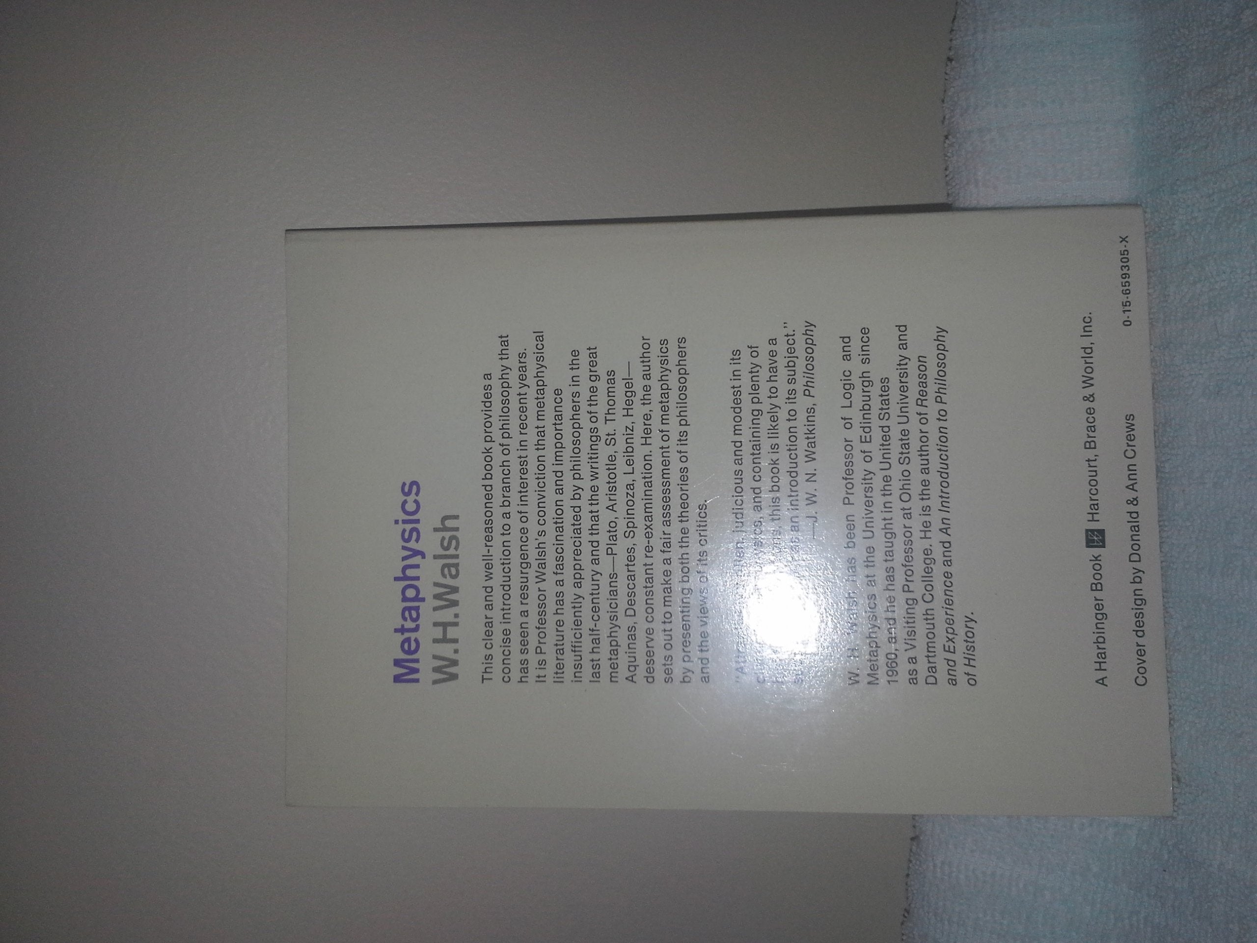 Metaphysics (Harbinger Book),Used