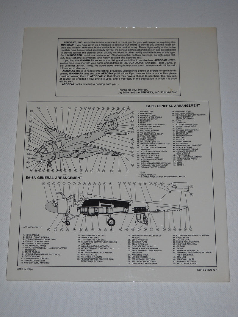 Grumman EA6A Intruder, EA6B Prowler  Aerofax Minigraph 7,New