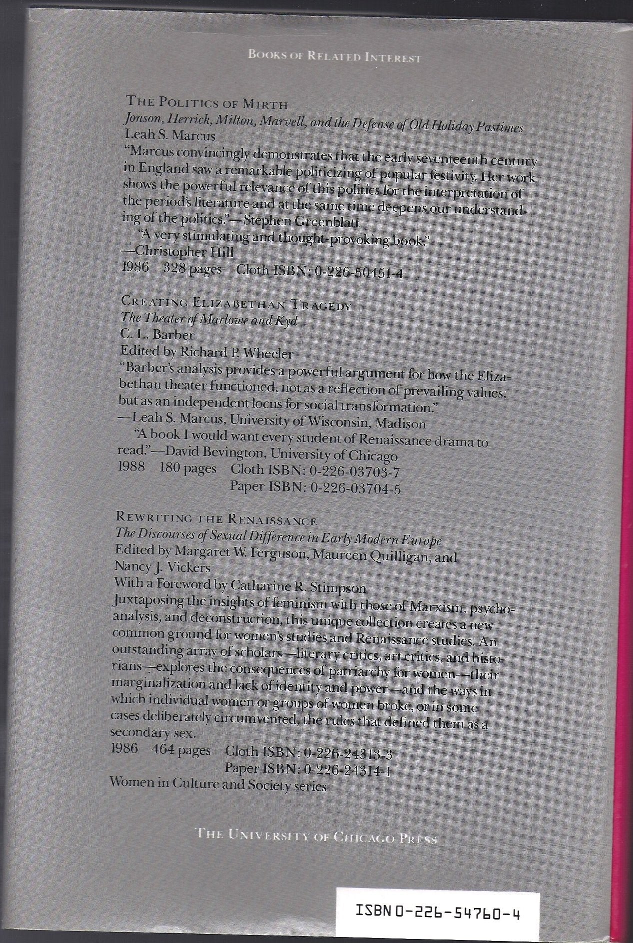 The Place of the Stage: License, Play, and Power in Renaissance England,Used