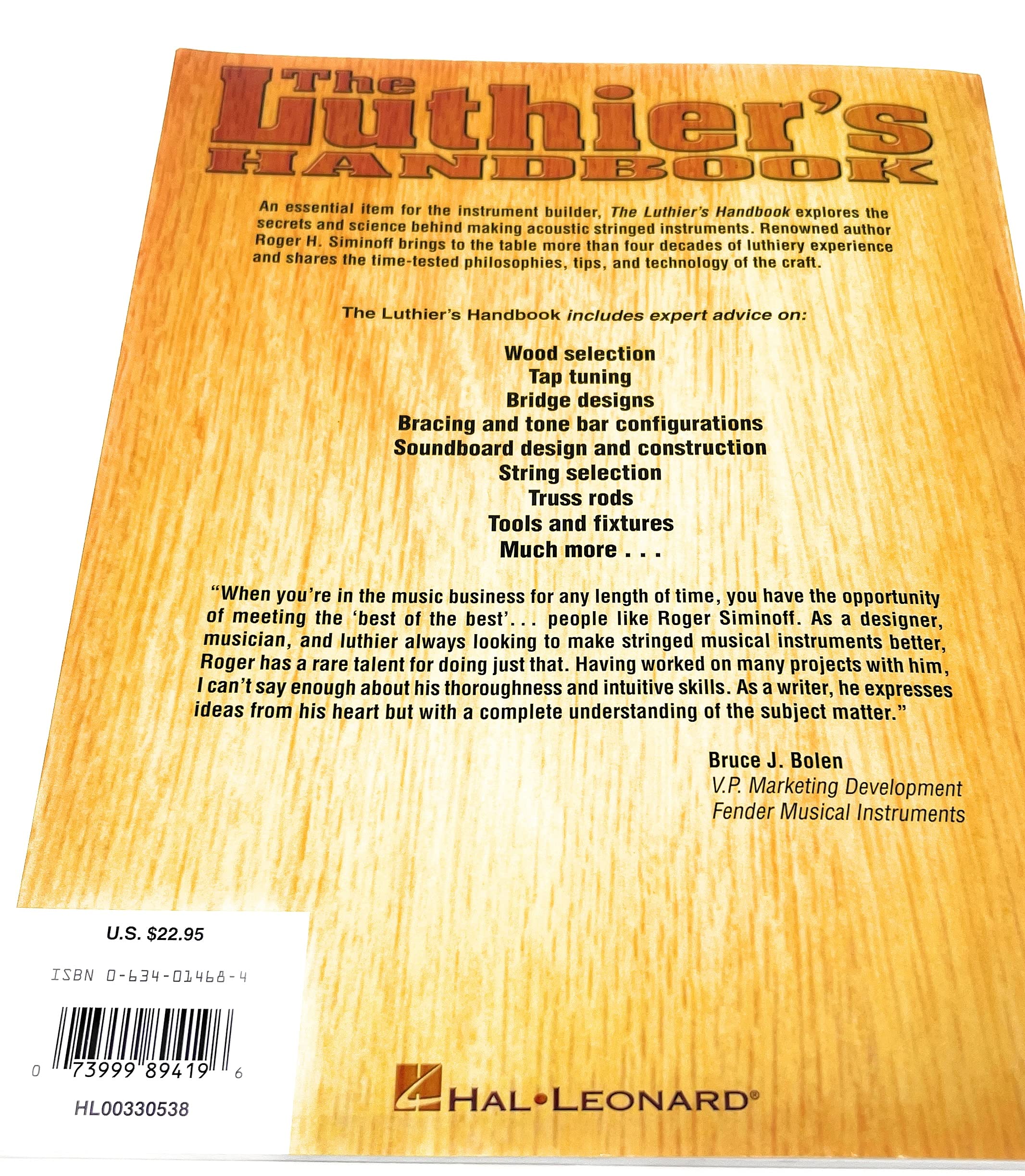 The Luthier'S Handbook: A Guide To Building Great Tone In Acoustic Stringed Instruments,Used