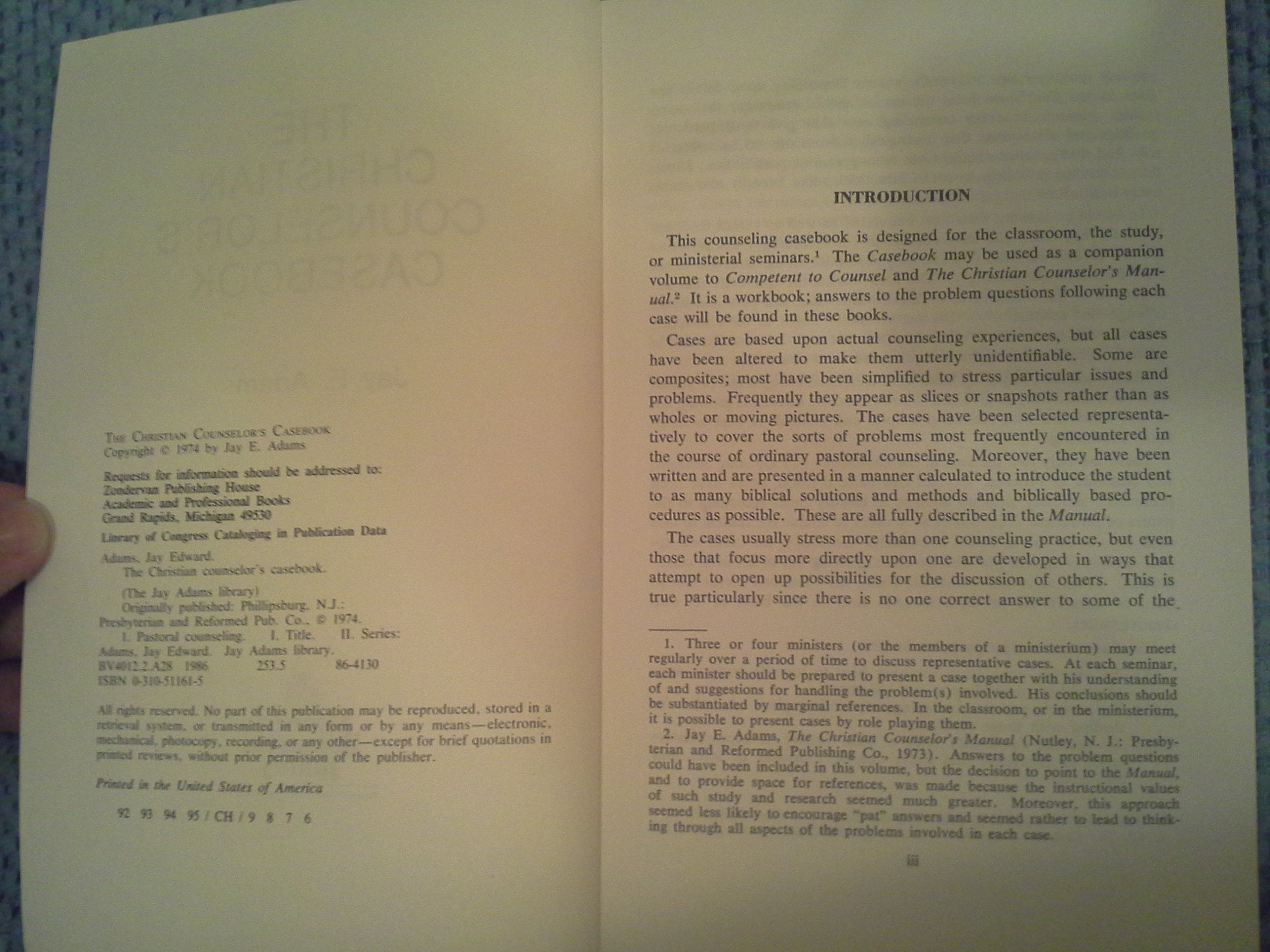 The Christian Counselor's Casebook,Used