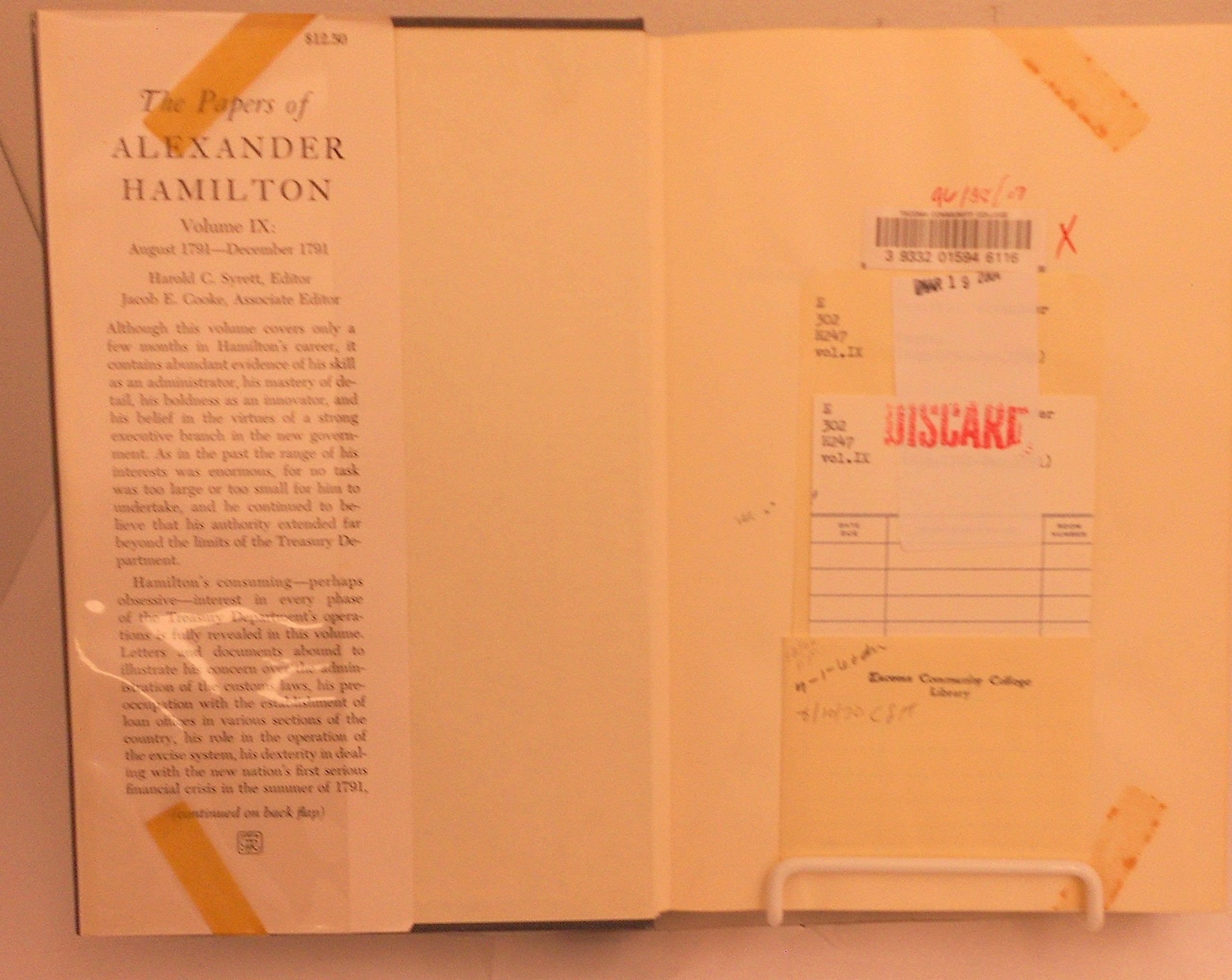 The Papers of Alexander Hamilton Vol 9,Used