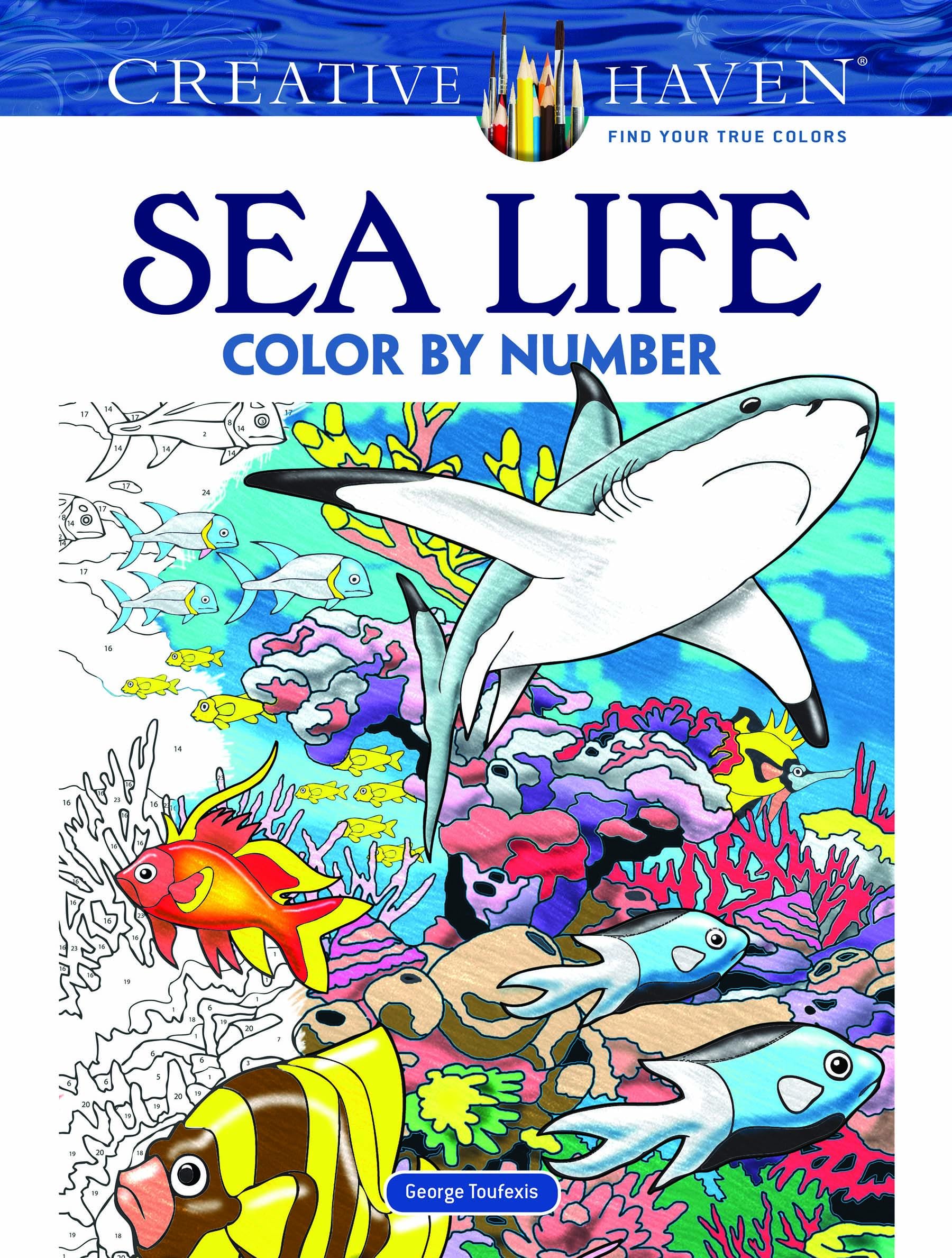 Creative Haven Sea Life Color By Number Coloring Book (Adult Coloring Books: Sea Life)-used