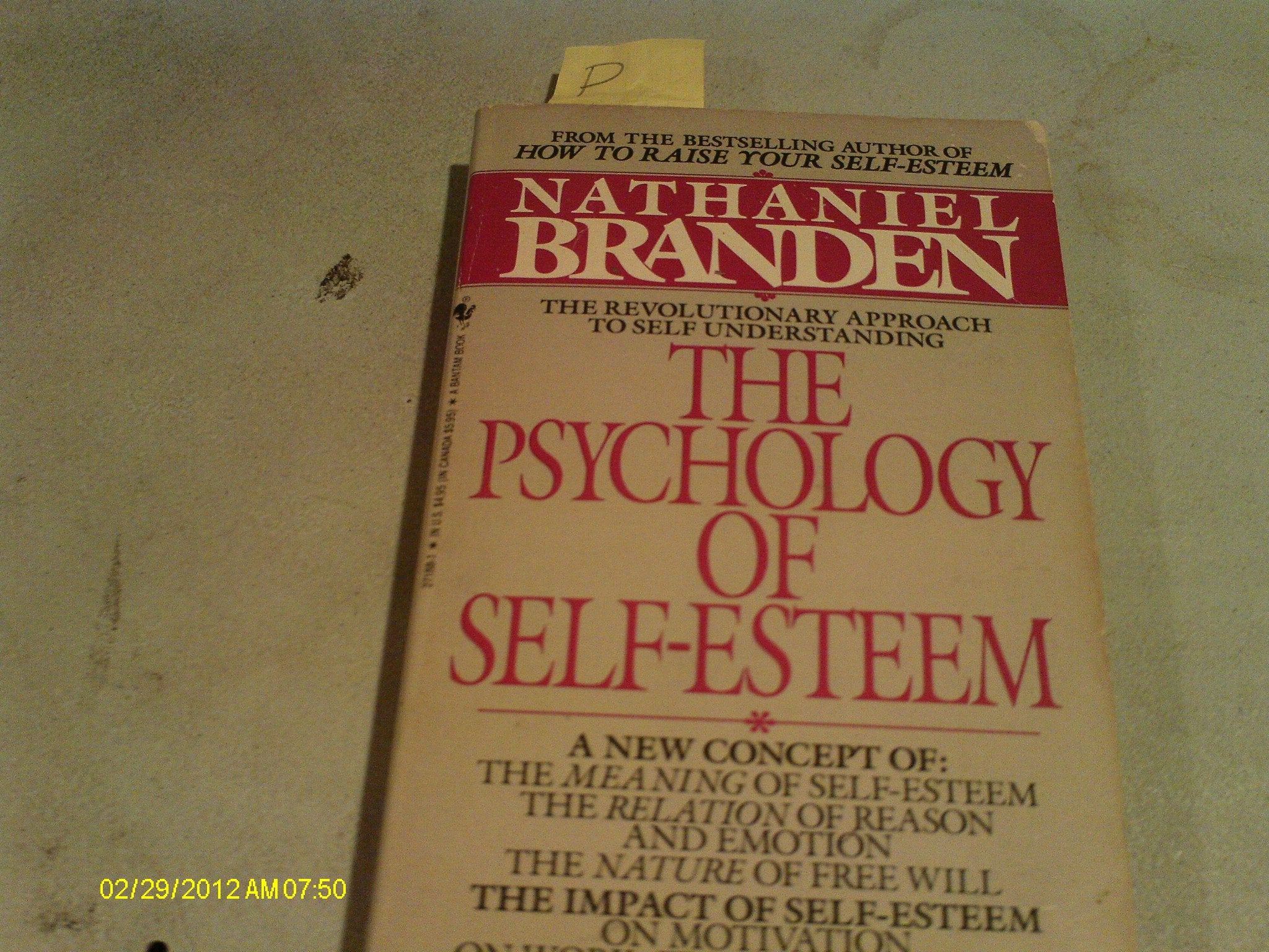 The Psychology Of Selfesteem,Used