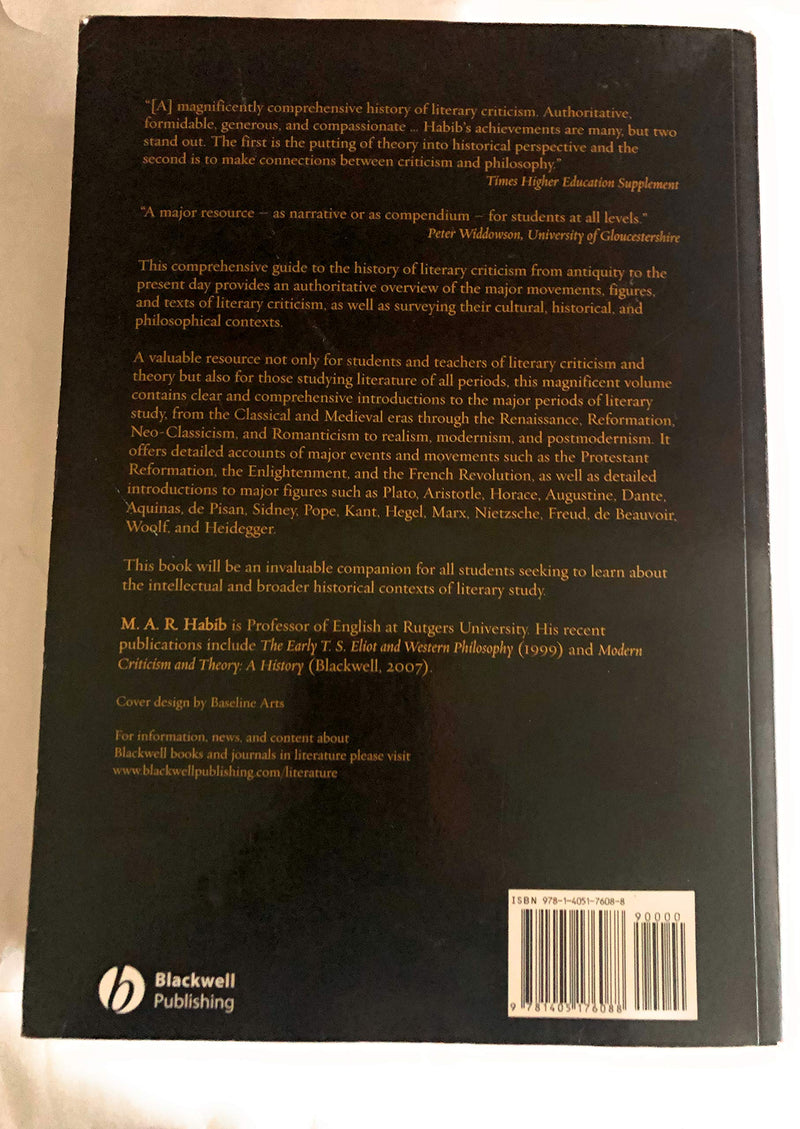 A History Of Literary Criticism: From Plato To The Present