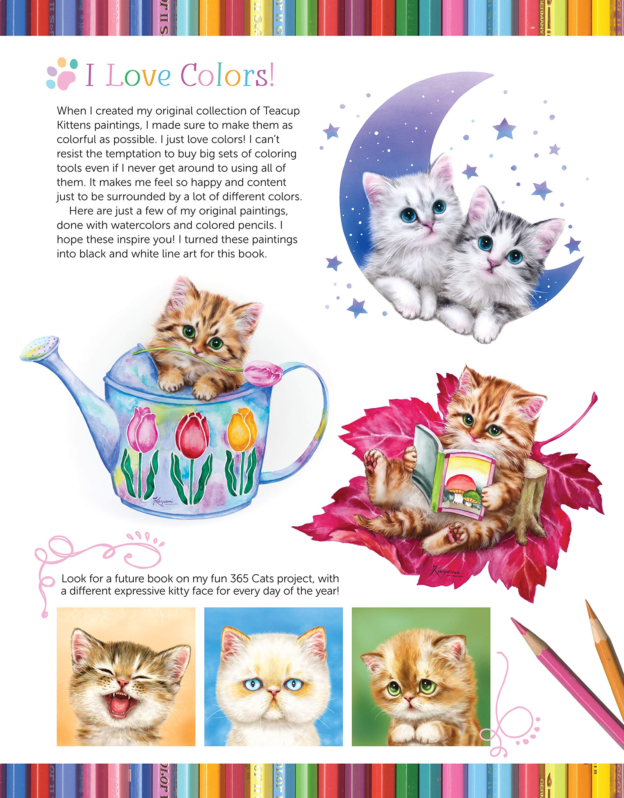Teacup Kittens Coloring Book (Design Originals) 32 Adorable ExpressiveEyed Cat Designs from Illustrator Kayomi Harai on HighQu,Used