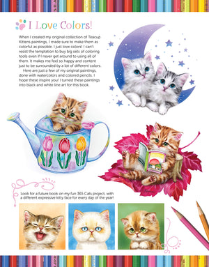 Teacup Kittens Coloring Book (Design Originals) 32 Adorable ExpressiveEyed Cat Designs from Illustrator Kayomi Harai on HighQu,Used