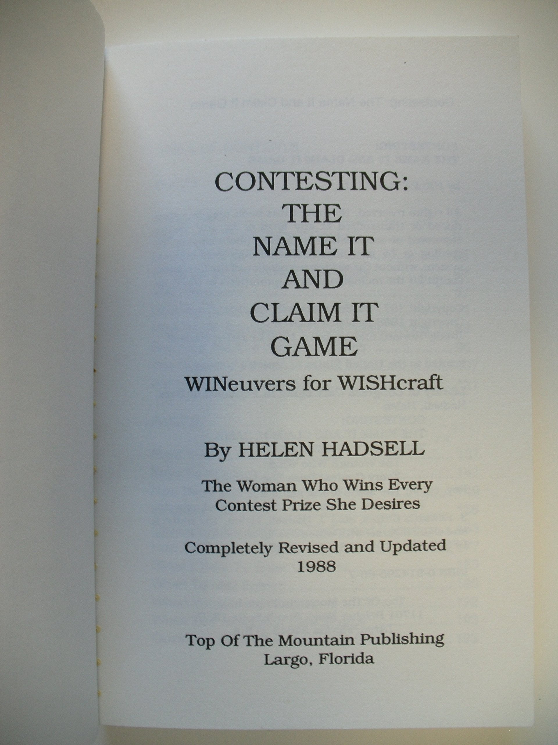 Contesting: The Name It And Claim It Game : Wineuvers For Wishcraft,New